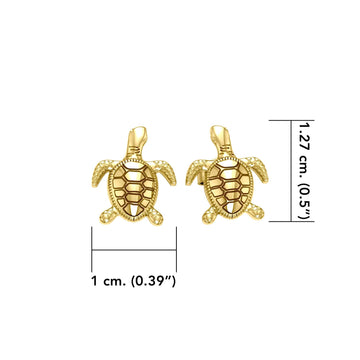 14 Karat Gold Turtle Post Earrings GJE206 - Jewelry